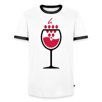 02 Glas Wein Weintrauben - Männer Kontrast-T-Shirt - Weiß/Schwarz - Vorne - AI Model Female 172 light (172cm) & AI Model Male 178 dark (178cm)