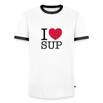 I Heart SEA - Men's Ringer Shirt - white/black - Front - AI Model Female 172 light (172cm) & AI Model Male 178 dark (178cm)