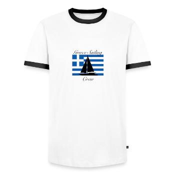 Greece sailing crew - T-shirt contrasté Homme - blanc/noir - Devant - AI Model Female 172 light (172cm) & AI Model Male 178 dark (178cm)