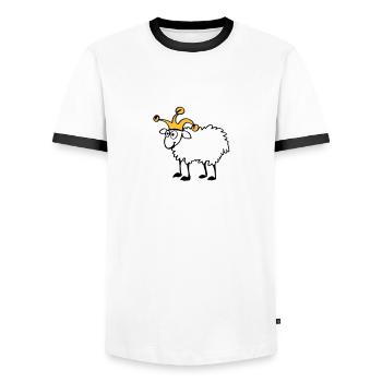 Moutons avec bonnet d'âne - T-shirt contrasté Homme - blanc/noir - Devant - AI Model Female 172 light (172cm) & AI Model Male 178 dark (178cm)
