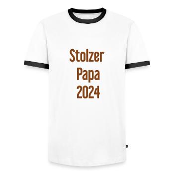 Proud Dad 2024 – for new fathers - Men's Ringer Shirt - white/black - Front - AI Model Female 172 light (172cm) & AI Model Male 178 dark (178cm)