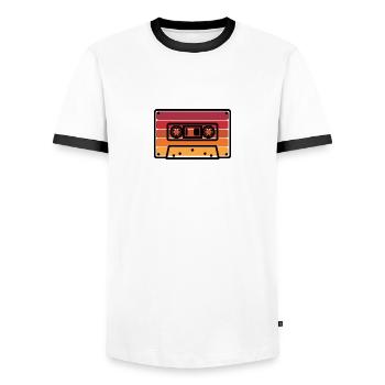 Retro cassette - T-shirt contrasté Homme - blanc/noir - Devant - AI Model Female 172 light (172cm) & AI Model Male 178 dark (178cm)