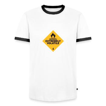 warning extremely volatile square II 2c - Men's Ringer Shirt - white/black - Front - AI Model Female 172 light (172cm) & AI Model Male 178 dark (178cm)