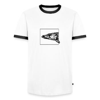 Der Hecht - Männer Kontrast-T-Shirt - Weiß/Schwarz - Vorne - AI Model Female 172 light (172cm) & AI Model Male 178 dark (178cm)