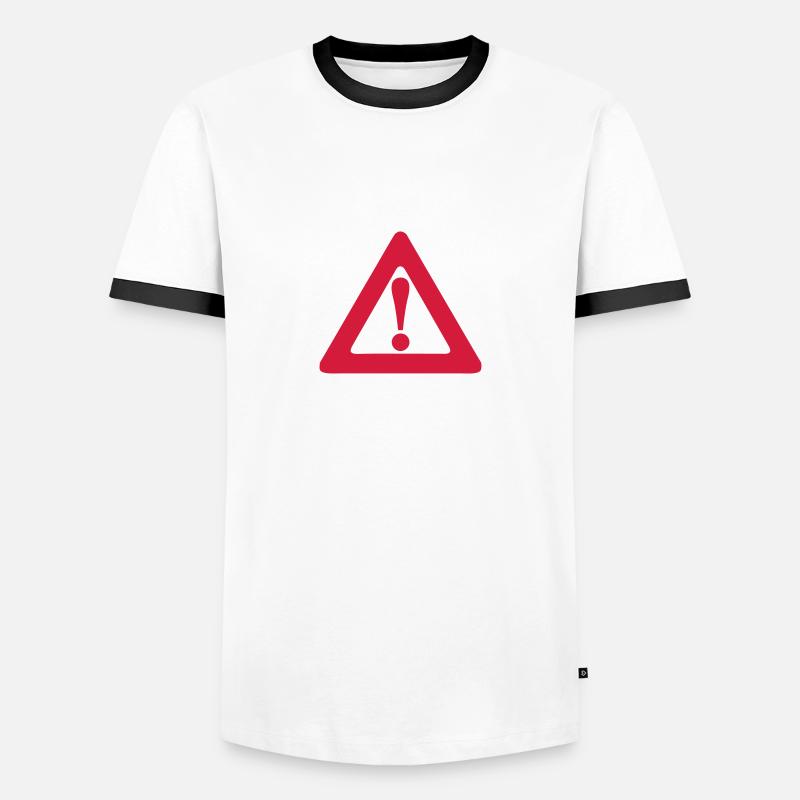 Danger icon exclamation triangle - Men's Ringer Shirt - white/black