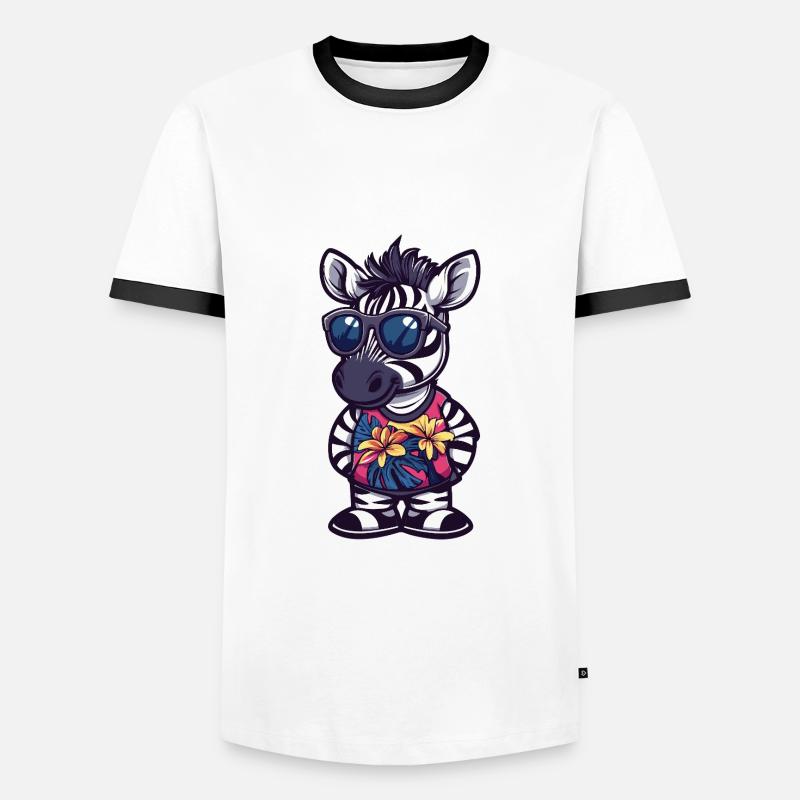 Zebra Comic Urlaub - Männer Kontrast-T-Shirt - Weiß/Schwarz