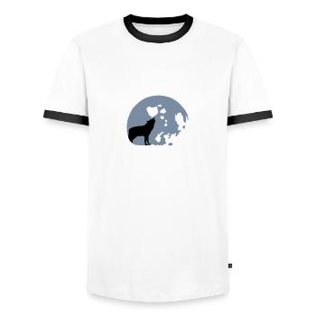 full moon - Men's Ringer Shirt - white/black - Front - AI Model Female 172 light (172cm) & AI Model Male 178 dark (178cm)