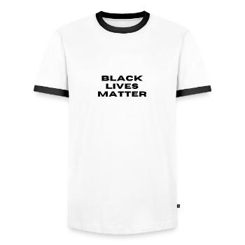 Black lives matter - Men's Ringer Shirt - white/black - Front - AI Model Female 172 light (172cm) & AI Model Male 178 dark (178cm)