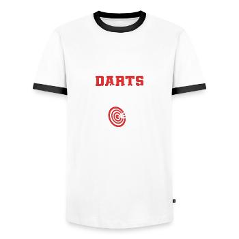Fléchettes et bière. Cadeau fêtard - T-shirt contrasté Homme - blanc/noir - Devant - AI Model Female 172 light (172cm) & AI Model Male 178 dark (178cm)