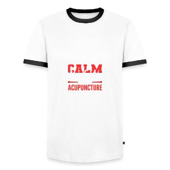 L’acupuncture rend relaxante la personne Gesche - T-shirt contrasté Homme - blanc/noir - Devant - AI Model Female 172 light (172cm) & AI Model Male 178 dark (178cm)