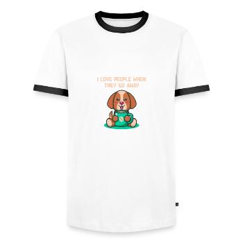 J’aime les gens quand ils sortent de leur peau I - T-shirt contrasté Homme - blanc/noir - Devant - AI Model Female 172 light (172cm) & AI Model Male 178 dark (178cm)