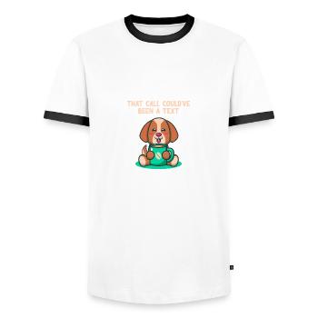 Cet appel aurait été fait par un patron introverti de l’as. - T-shirt contrasté Homme - blanc/noir - Devant - AI Model Female 172 light (172cm) & AI Model Male 178 dark (178cm)