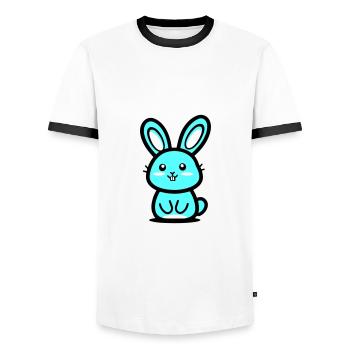 Icône de Pâques lapin - T-shirt contrasté Homme - blanc/noir - Devant - AI Model Female 172 light (172cm) & AI Model Male 178 dark (178cm)