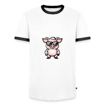 Schwein Cool Tier - Männer Kontrast-T-Shirt - Weiß/Schwarz - Vorne - AI Model Female 172 light (172cm) & AI Model Male 178 dark (178cm)