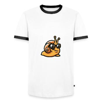 Snail Cool Animal - Men's Ringer Shirt - white/black - Front - AI Model Female 172 light (172cm) & AI Model Male 178 dark (178cm)