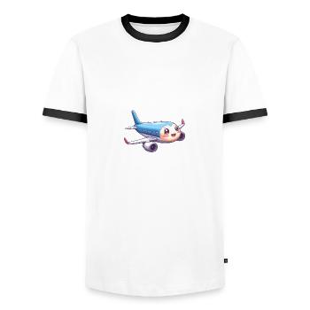 Niedliches Flugzeug - Männer Kontrast-T-Shirt - Weiß/Schwarz - Vorne - AI Model Female 172 light (172cm) & AI Model Male 178 dark (178cm)