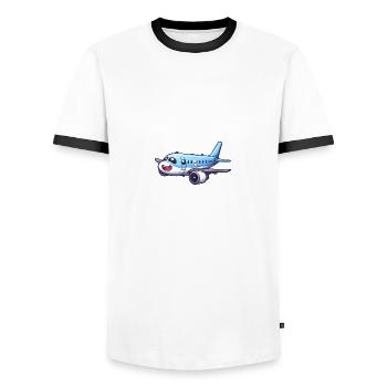 Niedliches Flugzeug - Männer Kontrast-T-Shirt - Weiß/Schwarz - Vorne - AI Model Female 172 light (172cm) & AI Model Male 178 dark (178cm)