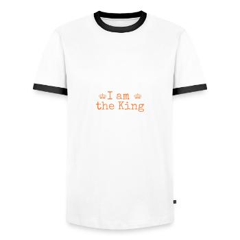 I am the King - Männer Kontrast-T-Shirt - Weiß/Schwarz - Vorne - AI Model Female 172 light (172cm) & AI Model Male 178 dark (178cm)