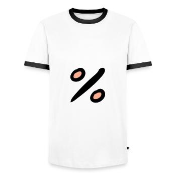 Prozent Symbol. % Zeichen. Handgezeichnet. - Männer Kontrast-T-Shirt - Weiß/Schwarz - Vorne - AI Model Female 172 light (172cm) & AI Model Male 178 dark (178cm)