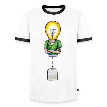 Bulb-doctoral teabag - Men's Ringer Shirt - white/black - Front - AI Model Female 172 light (172cm) & AI Model Male 178 dark (178cm)