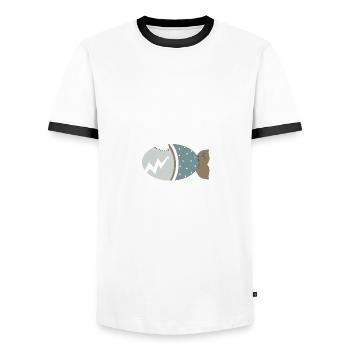 Kuschelfisch, Theodör, Es geht um, Zombie - Männer Kontrast-T-Shirt - Weiß/Schwarz - Vorne - AI Model Female 172 light (172cm) & AI Model Male 178 dark (178cm)