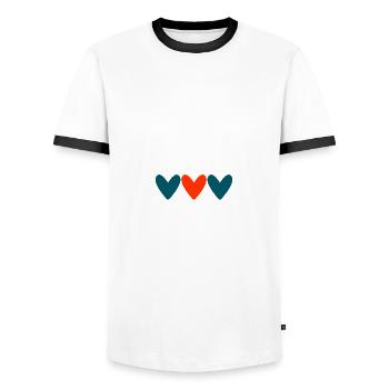 PAAR. ICH HABE GERADE GEHEIRATET. Junggesellinnenabschied. VALENTINSTAG. MARIES - Männer Kontrast-T-Shirt - Weiß/Schwarz - Vorne - AI Model Female 172 light (172cm) & AI Model Male 178 dark (178cm)
