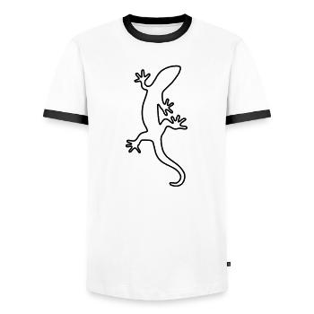 Lézard Salamandre Gecko Nature Lurch animal - T-shirt contrasté Homme - blanc/noir - Devant - AI Model Female 172 light (172cm) & AI Model Male 178 dark (178cm)
