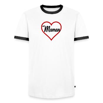 FÊTE DES MÈRES. MAMAN - T-shirt contrasté Homme - blanc/noir - Devant - AI Model Female 172 light (172cm) & AI Model Male 178 dark (178cm)