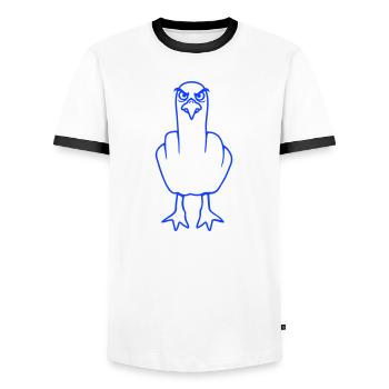 Möwe Mittelfinger Beleidigung Stinkefinger frech - Männer Kontrast-T-Shirt - Weiß/Schwarz - Vorne - AI Model Female 172 light (172cm) & AI Model Male 178 dark (178cm)