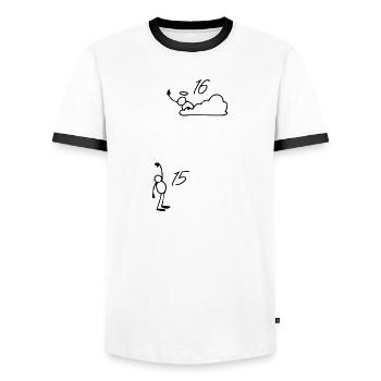 16 Year Old 16th Anniversary Gift - 16 Year Old - Men's Ringer Shirt - white/black - Front - AI Model Female 172 light (172cm) & AI Model Male 178 dark (178cm)