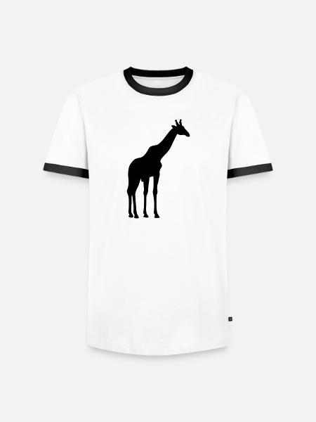 Giraffe - Männer Kontrast-T-Shirt - Weiß/Schwarz