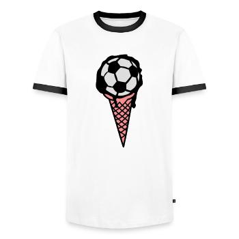 football soccer glace icecream cornet - T-shirt contrasté Homme - blanc/noir - Devant - AI Model Female 172 light (172cm) & AI Model Male 178 dark (178cm)