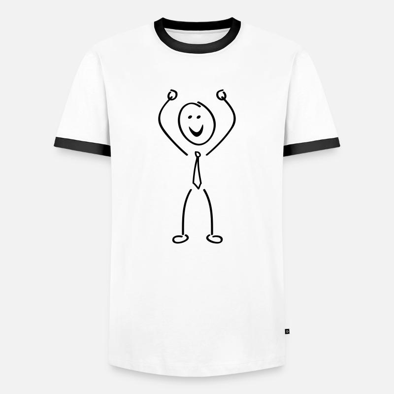 strichmaenchen positiv - Männer Kontrast-T-Shirt - Weiß/Schwarz