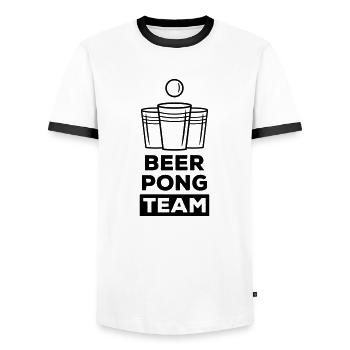 beer pong team - Männer Kontrast-T-Shirt - Weiß/Schwarz - Vorne - AI Model Female 172 light (172cm) & AI Model Male 178 dark (178cm)