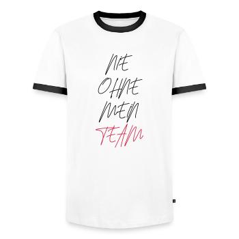nie ohne mein team design - Männer Kontrast-T-Shirt - Weiß/Schwarz - Vorne - AI Model Female 172 light (172cm) & AI Model Male 178 dark (178cm)