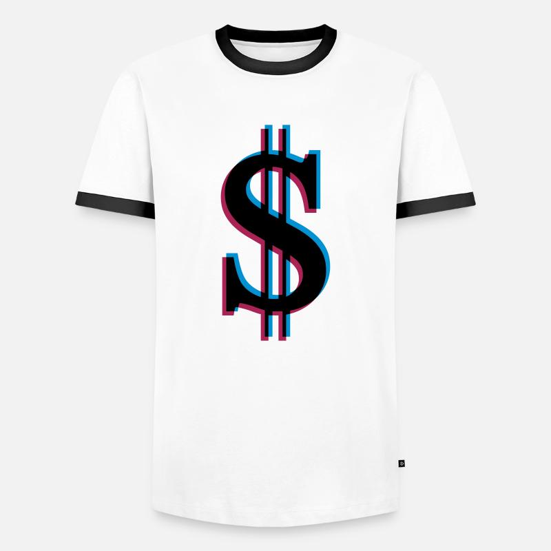 3D effect dollar - Men's Ringer Shirt - white/black