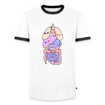 Organe Anatomie biologie - Männer Kontrast-T-Shirt - Weiß/Schwarz - Vorne - AI Model Female 172 light (172cm) & AI Model Male 178 dark (178cm)