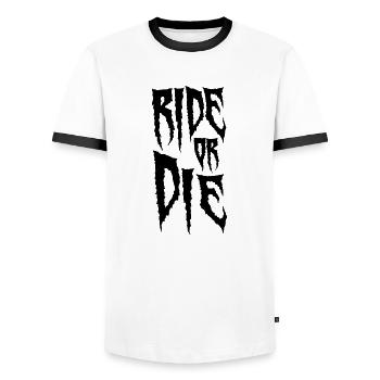 Ride or Die Fahrrad Geschenk Radfahrer Downhill - Männer Kontrast-T-Shirt - Weiß/Schwarz - Vorne - AI Model Female 172 light (172cm) & AI Model Male 178 dark (178cm)