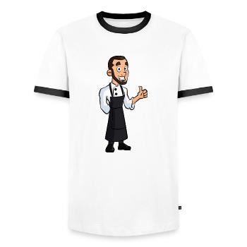 Pouce levé Chef - T-shirt contrasté Homme - blanc/noir - Devant - AI Model Female 172 light (172cm) & AI Model Male 178 dark (178cm)
