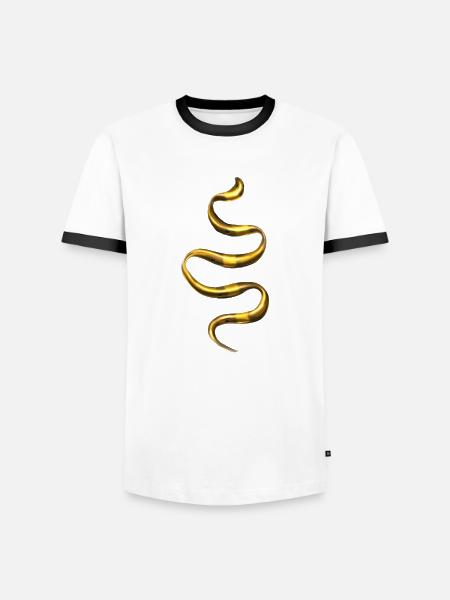 Goldene Schlange Schmuck - Männer Kontrast-T-Shirt - Weiß/Schwarz