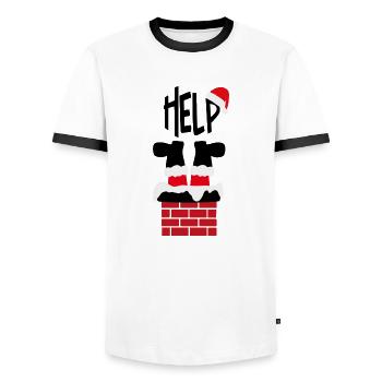 Père Noël - HELP - T-shirt contrasté Homme - blanc/noir - Devant - AI Model Female 172 light (172cm) & AI Model Male 178 dark (178cm)