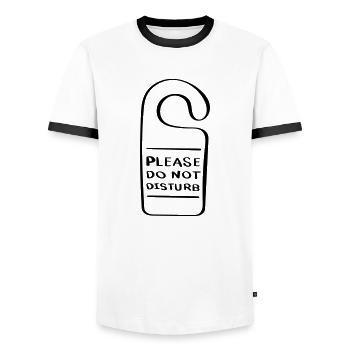Do Not Disturb Line Art - Minimalist - Men's Ringer Shirt - white/black - Front - AI Model Female 172 light (172cm) & AI Model Male 178 dark (178cm)