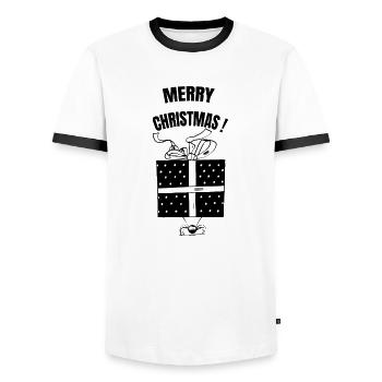 Beth l'araignée - Le gros cadeau (texte) - T-shirt contrasté Homme - blanc/noir - Devant - AI Model Female 172 light (172cm) & AI Model Male 178 dark (178cm)