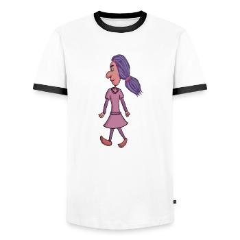 The Nose Family - Men's Ringer Shirt - white/black - Front - AI Model Female 172 light (172cm) & AI Model Male 178 dark (178cm)