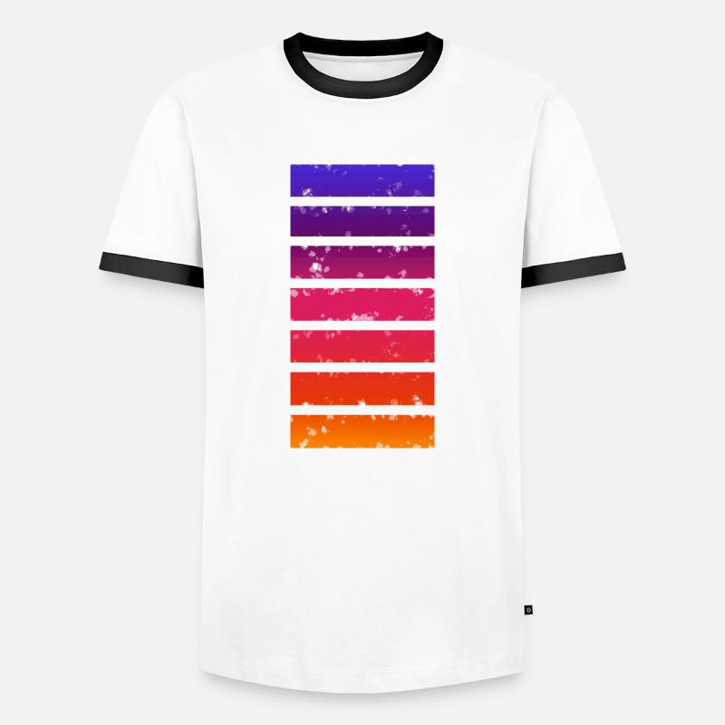 Multi-coloured bar - Men's Ringer Shirt - white/black