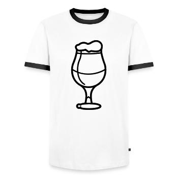 Bière - T-shirt contrasté Homme - blanc/noir - Devant - AI Model Female 172 light (172cm) & AI Model Male 178 dark (178cm)