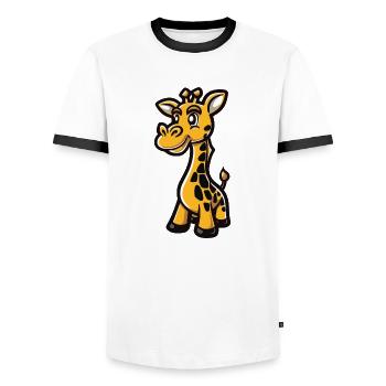 girafe - T-shirt contrasté Homme - blanc/noir - Devant - AI Model Female 172 light (172cm) & AI Model Male 178 dark (178cm)