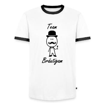 Team Groom - Men's Ringer Shirt - white/black - Front - AI Model Female 172 light (172cm) & AI Model Male 178 dark (178cm)