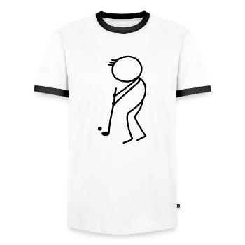 Strichmännchen - Golf - Männer Kontrast-T-Shirt - Weiß/Schwarz - Vorne - AI Model Female 172 light (172cm) & AI Model Male 178 dark (178cm)