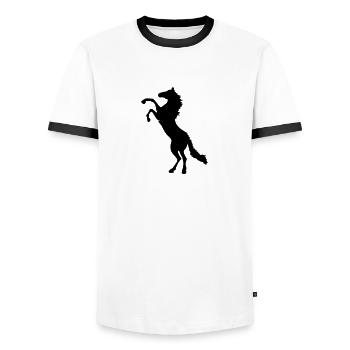 horse - Männer Kontrast-T-Shirt - Weiß/Schwarz - Vorne - AI Model Female 172 light (172cm) & AI Model Male 178 dark (178cm)